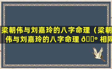 梁朝伟与刘嘉玲的八字命理（梁朝伟与刘嘉玲的八字命理 🌺 相同吗）